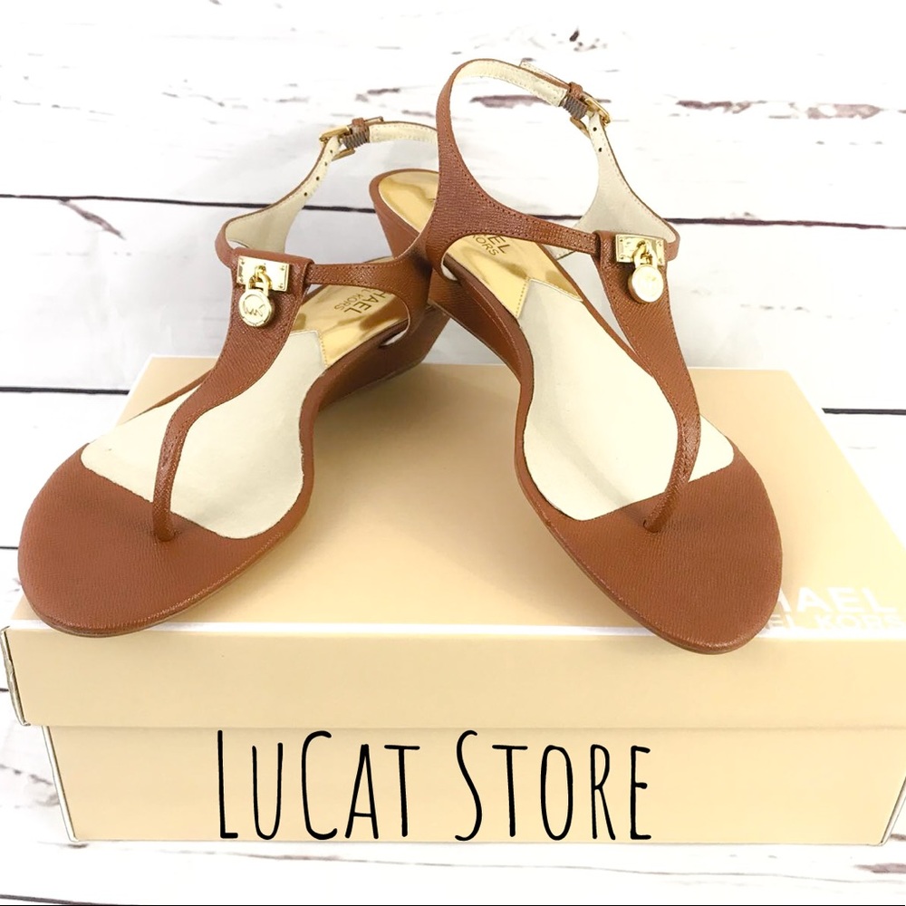 💕 MICHAEL KORS MK HAMILTON T BROWN SANDALS SHOES